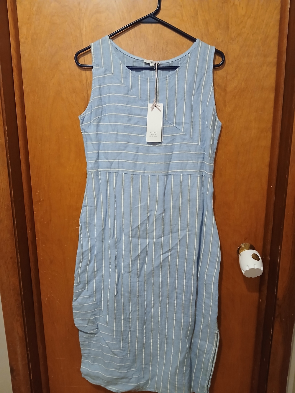 Sleeveless Blue Striped Midi Dress by